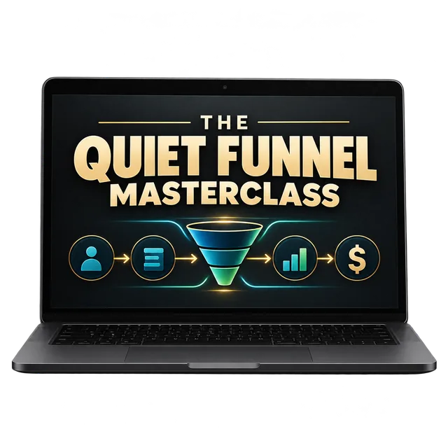 The Quiet Funnel Masterclass laptop mockup