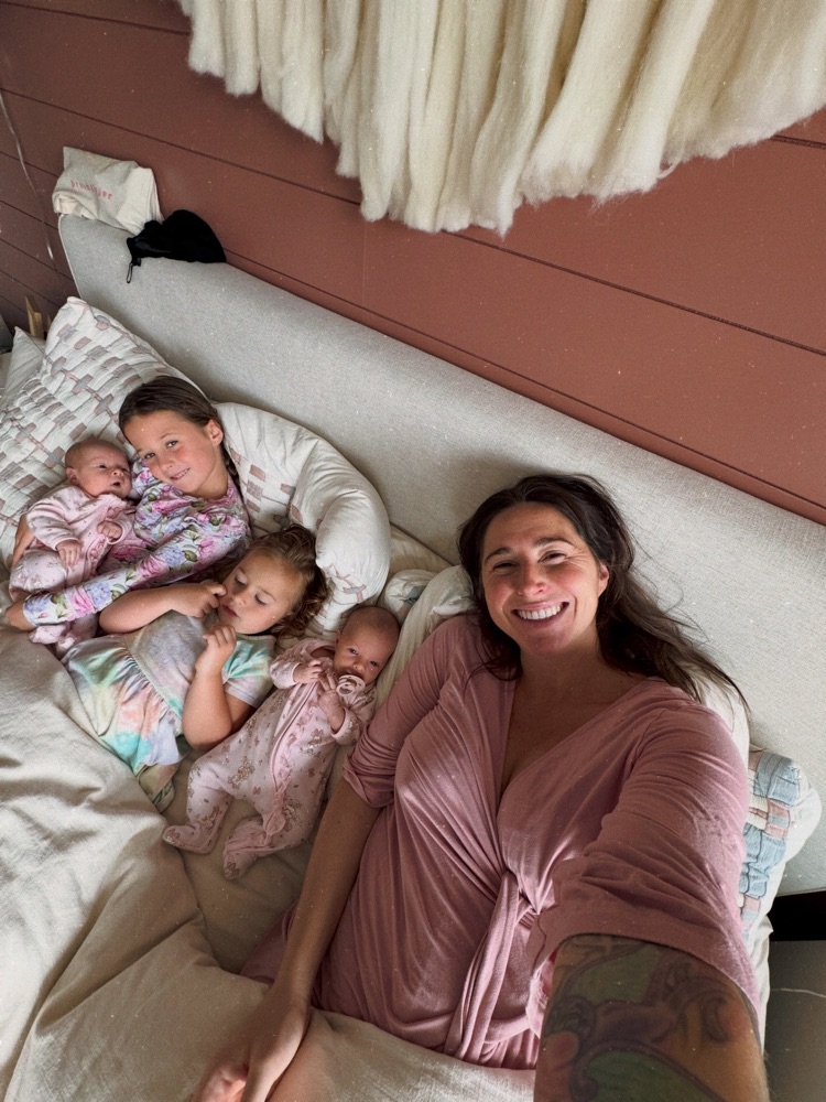 Lucy at home with her four daughters